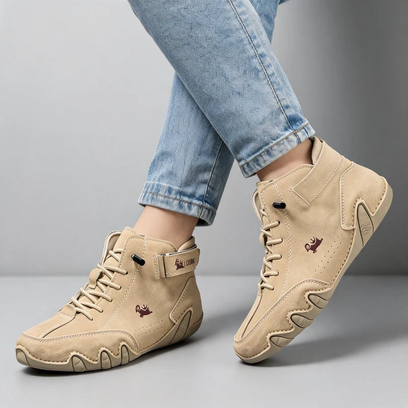 Barevo orthopedische schoenen – Khaki, gedragen door model