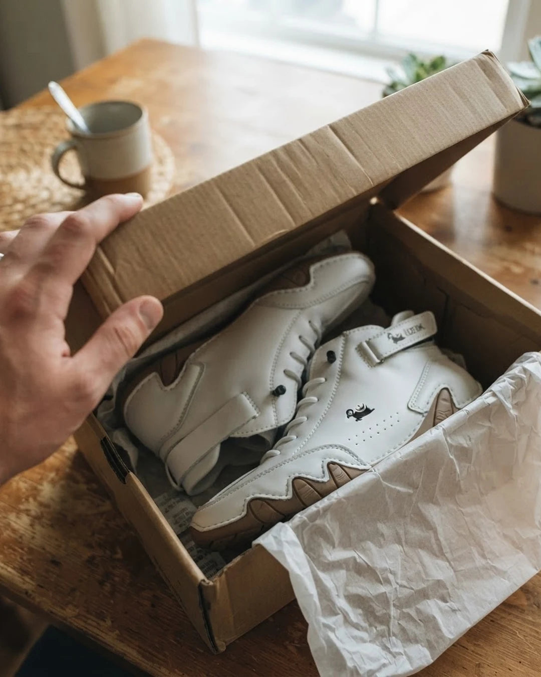 Barevo orthopedische schoenen – klantfoto, doos op tafel