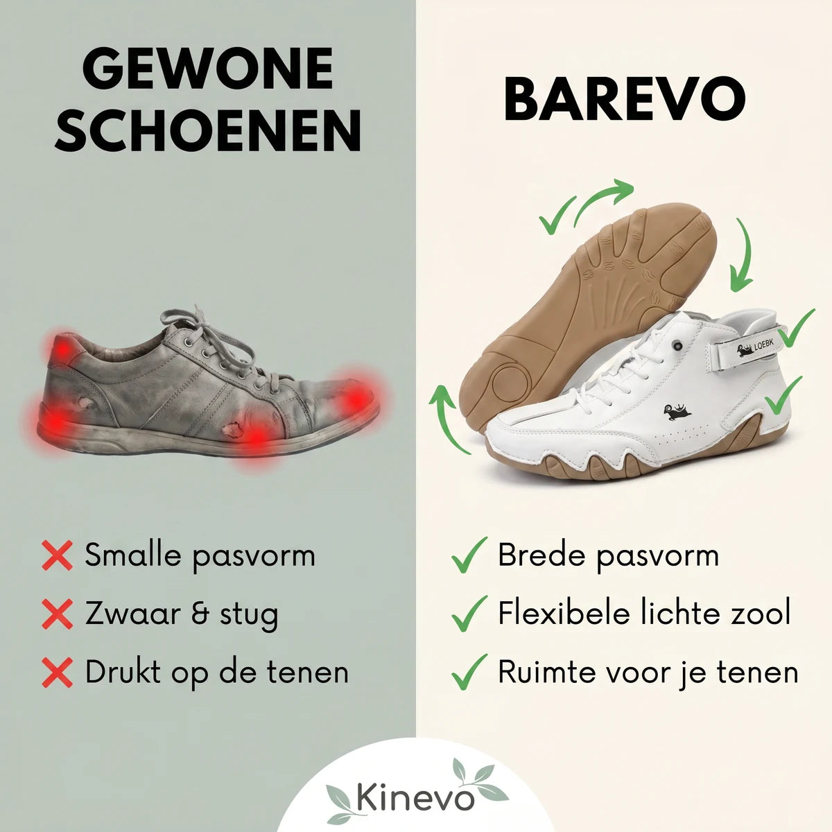 Barevo orthopedische schoenen – vergelijking met gewone schoenen