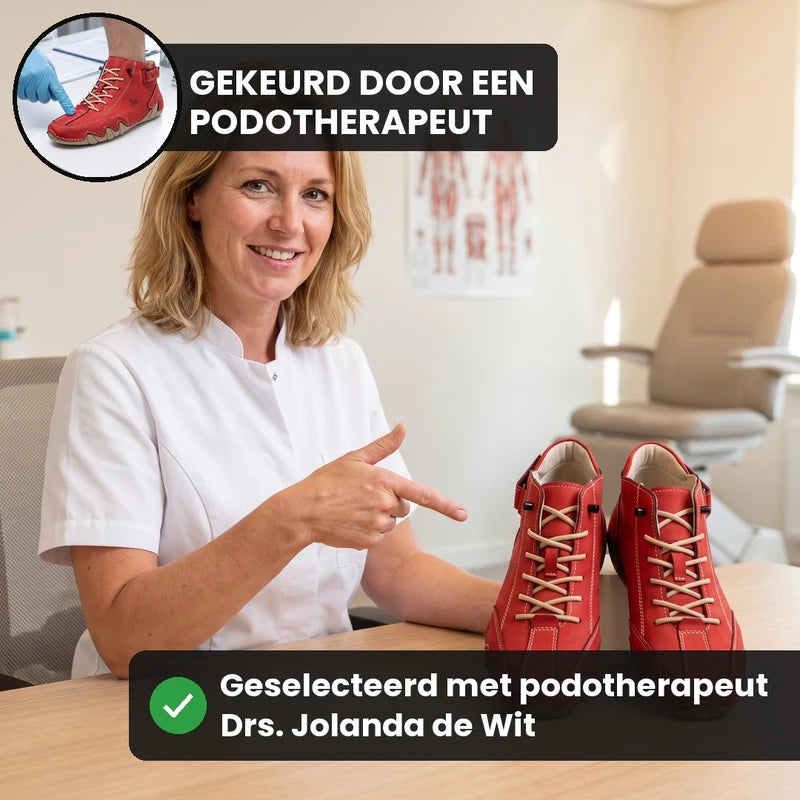 Barevo orthopedische schoenen – Rood, lifestyle op straat