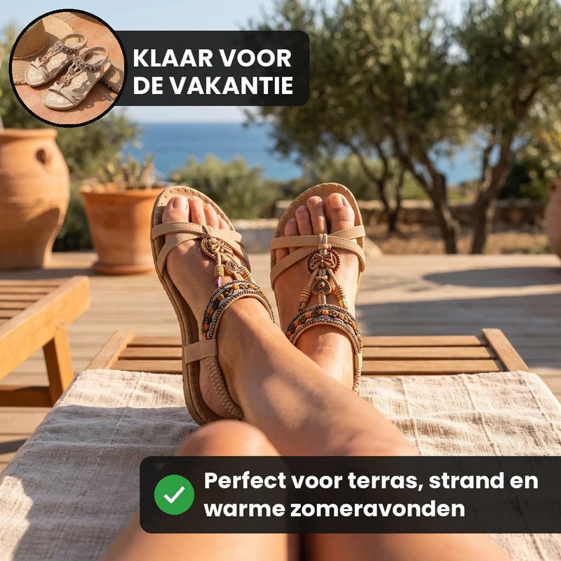 Belleva open teen sandalen – Abrikoos, lifestyle op straat