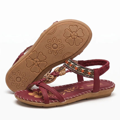 Belleva open teen sandalen – Bordeauxrood, zijaanzicht en zool
