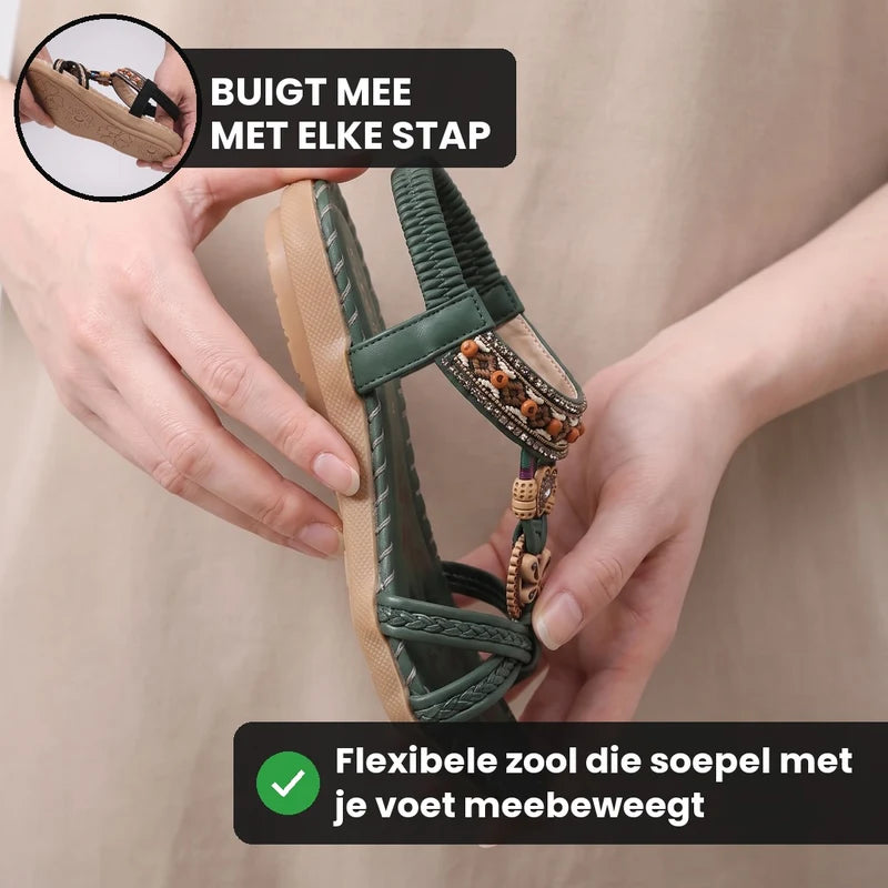 Belleva open teen sandalen – Donkergroen, lifestyle op straat