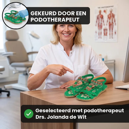 Belleva open teen sandalen – Groen, lifestyle op straat