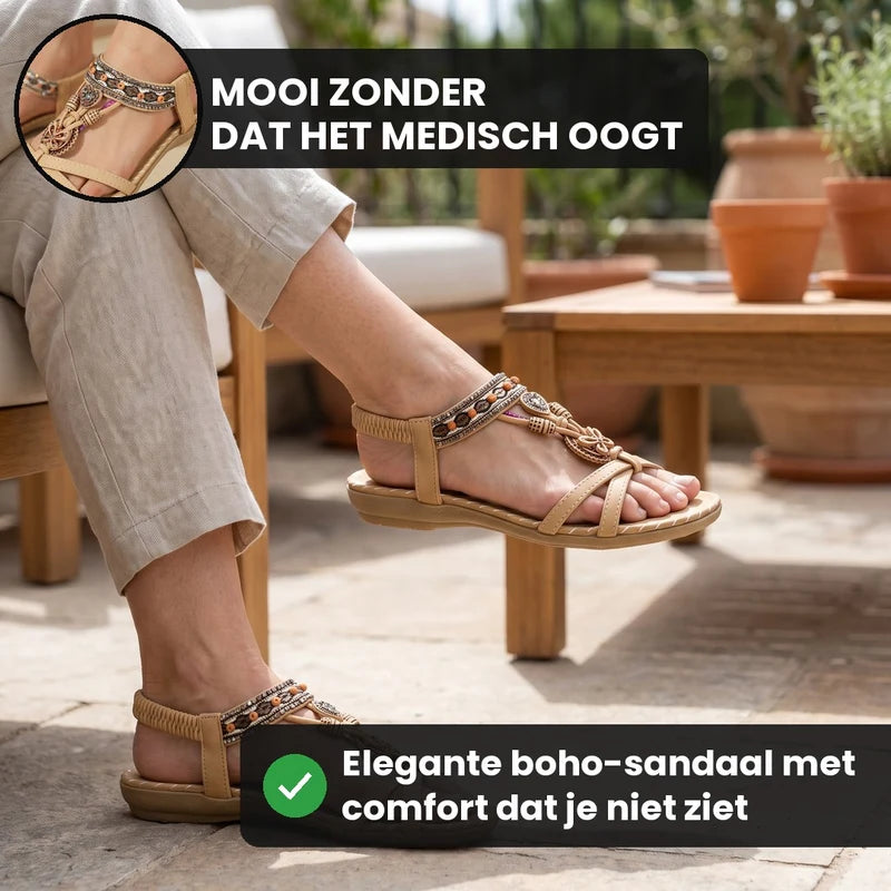 Belleva open teen sandalen – Kurkuma geel, lifestyle op straat