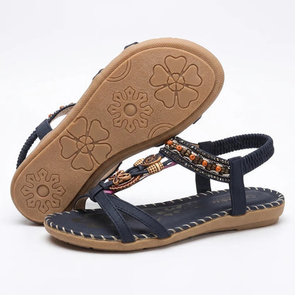 Belleva open teen sandalen – Navy-blauw, zijaanzicht en zool