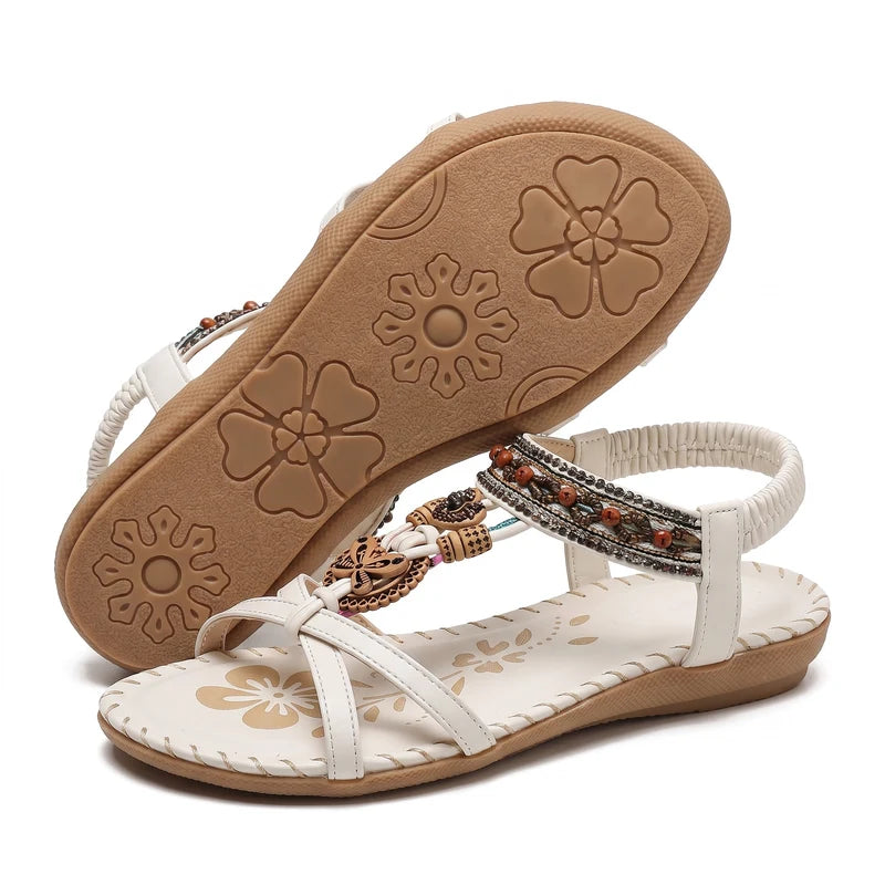 Belleva open teen sandalen – Wit, zijaanzicht en zool