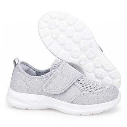 Breedevo verstelbare comfortschoenen – Lichtgrijs, zijaanzicht en zool