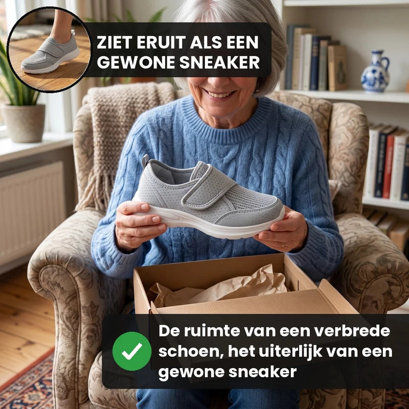 Breedevo verstelbare comfortschoenen – Lichtgrijs, lifestyle op straat
