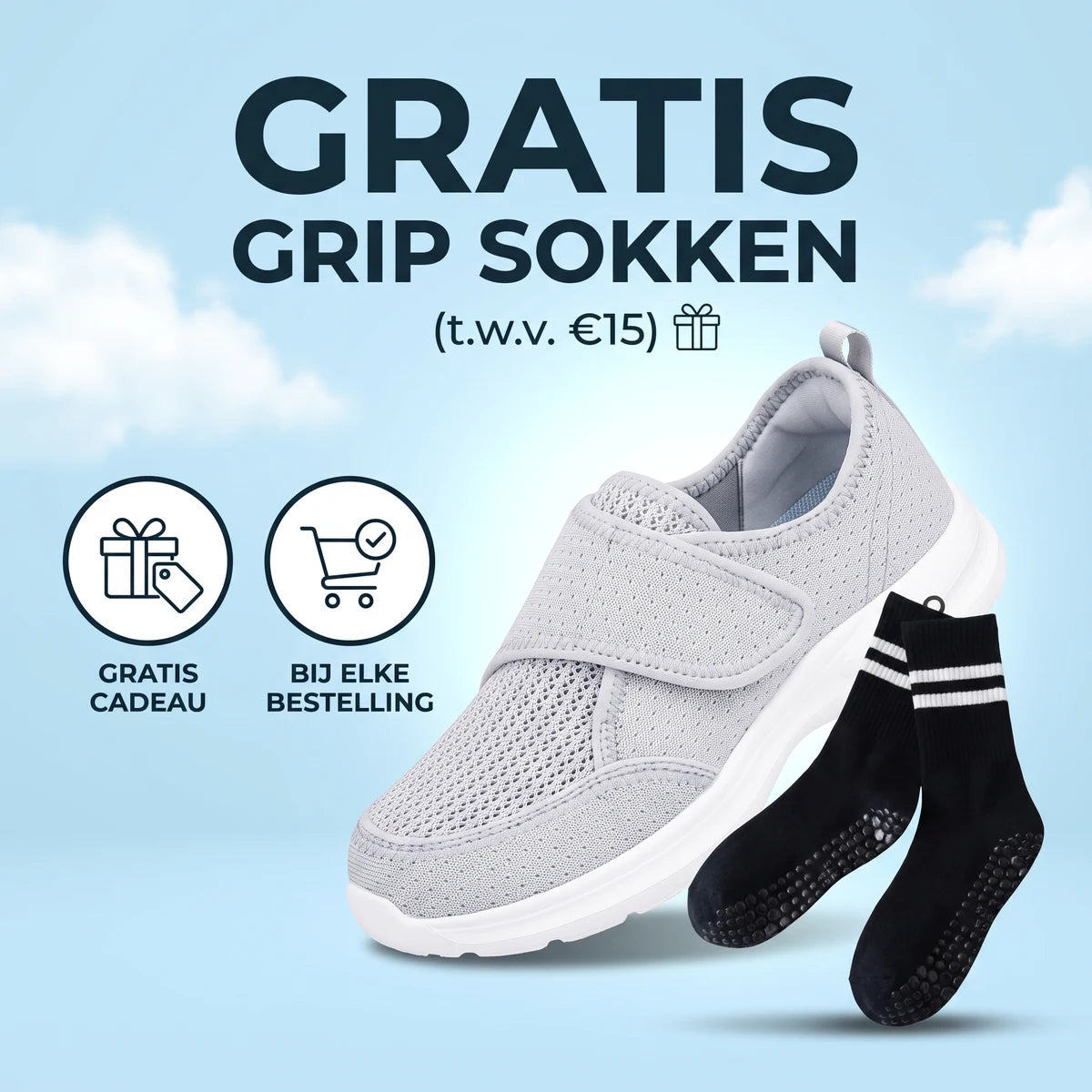 Breedevo schoenen – gratis grip sokken