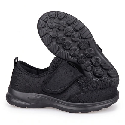 Breedevo verstelbare comfortschoenen – Zwart, zijaanzicht en zool
