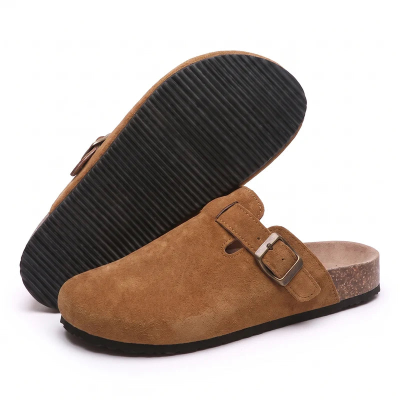 Clogevo lichtgewicht comfort clogs – Bruin, zijaanzicht en zool