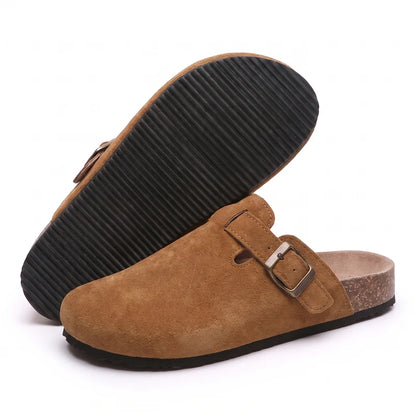 Clogevo lichtgewicht comfort clogs – Bruin, zijaanzicht en zool