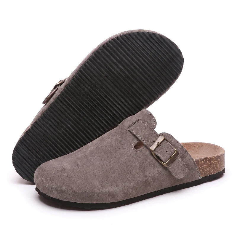 Clogevo lichtgewicht comfort clogs – Grijs, zijaanzicht en zool