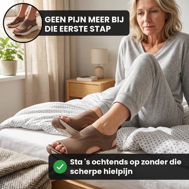 Comfytrail orthopedische comfortsandalen – Donkerbruin, lifestyle op straat