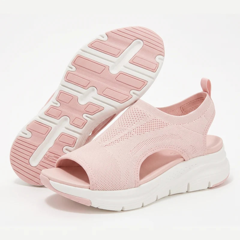 Comfytrail orthopedische comfortsandalen – Roze, zijaanzicht en zool