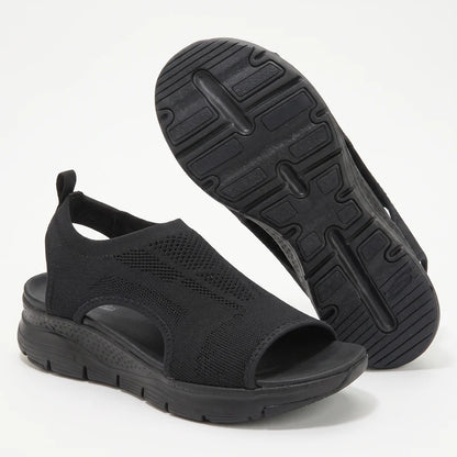 Comfytrail orthopedische comfortsandalen – Zwart, zijaanzicht en zool