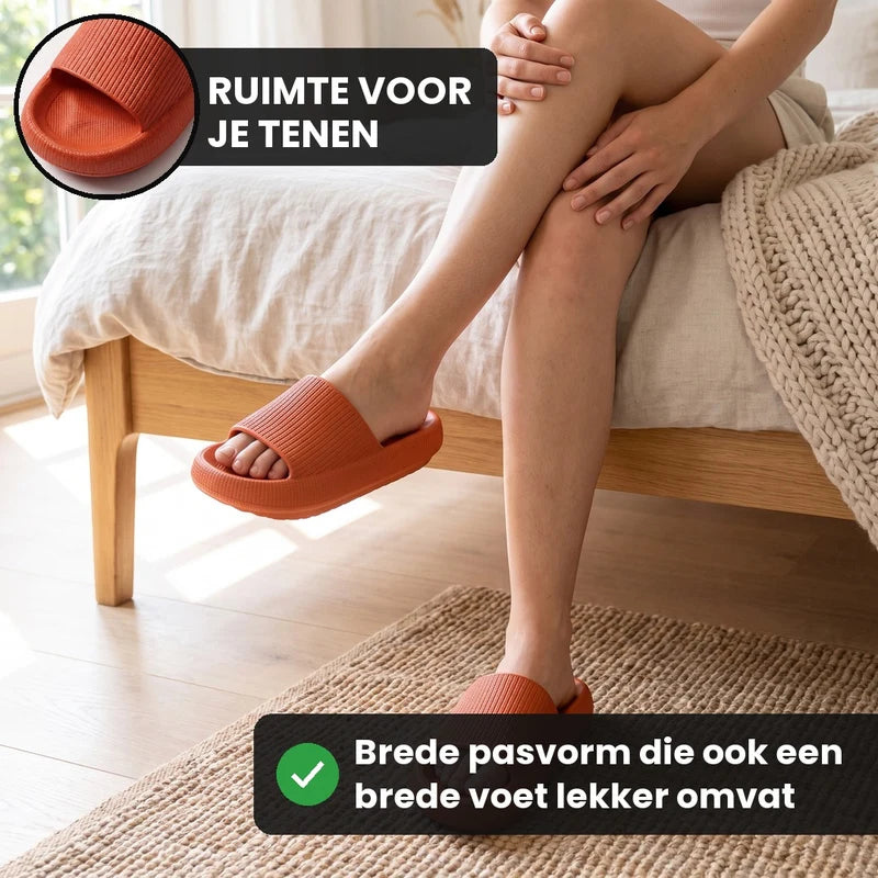 HappySlides comfortslippers – Oranje, lifestyle op straat