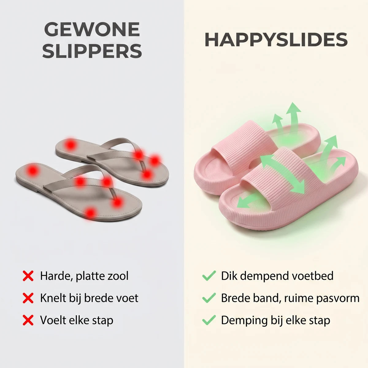 HappySlides Slippers – vergelijking met gewone schoenen