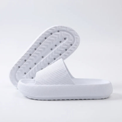 HappySlides comfortslippers – Wit, zijaanzicht en zool