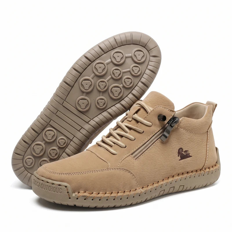 MayFit Zip comfortsneakers – Beige, zijaanzicht en zool