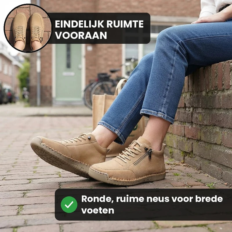 MayFit Zip comfortsneakers – Beige, lifestyle op straat