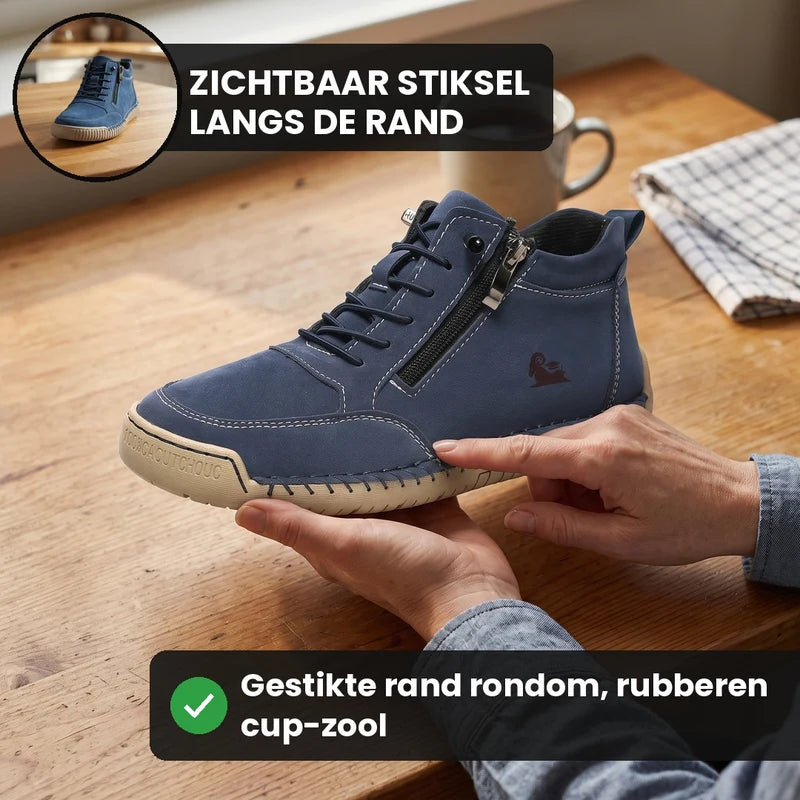 MayFit Zip comfortsneakers – Blauw, lifestyle op straat