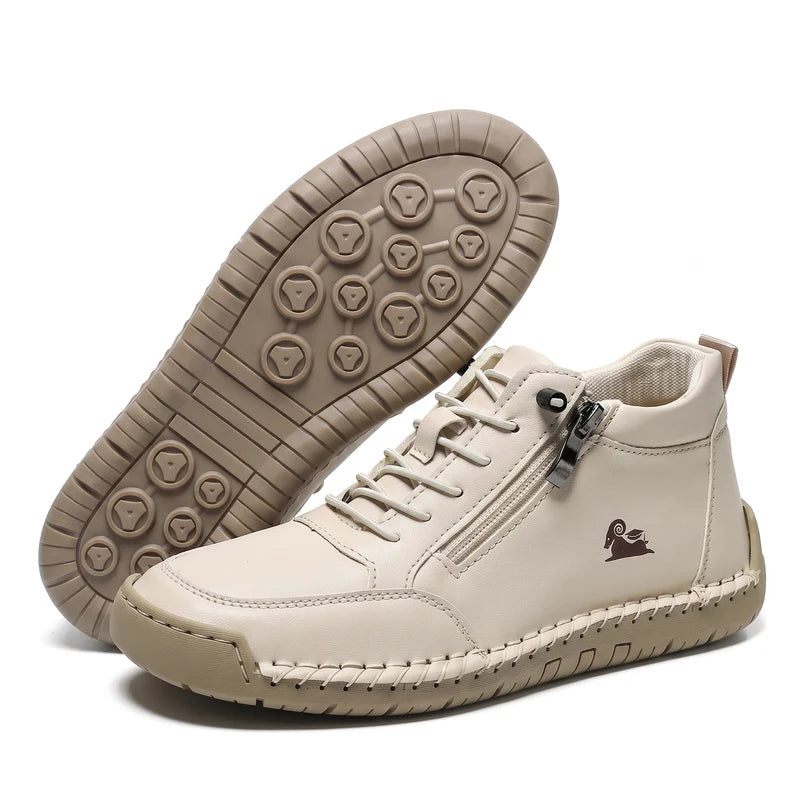 MayFit Zip comfortsneakers – Creme, zijaanzicht en zool