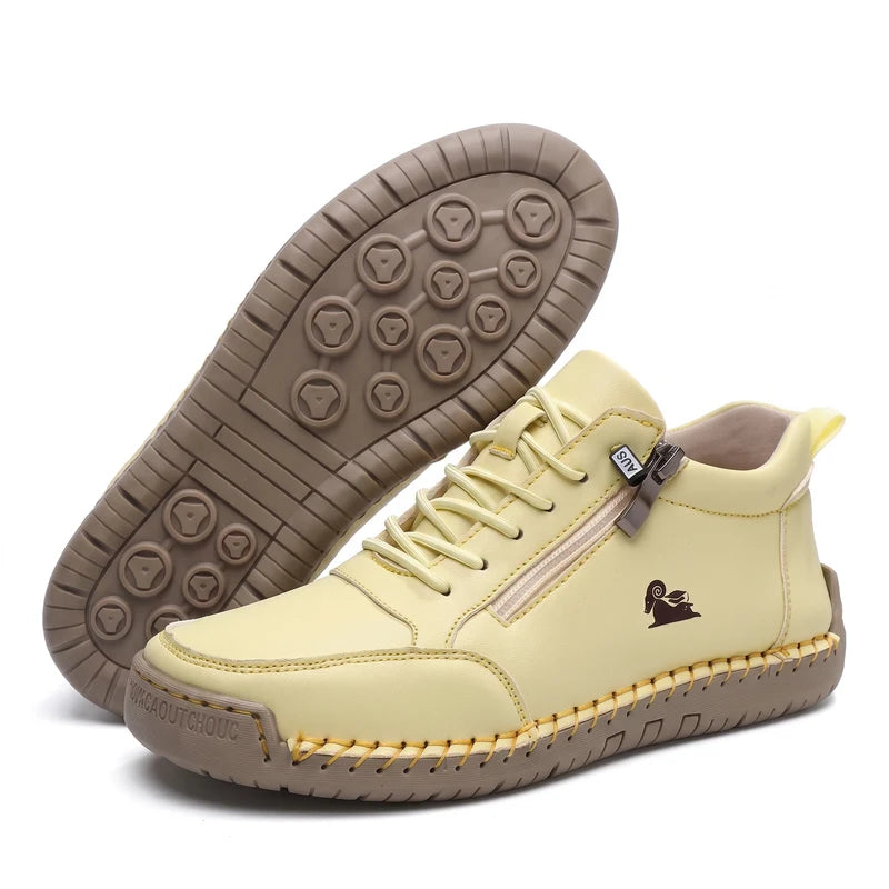 MayFit Zip comfortsneakers – Geel, zijaanzicht en zool