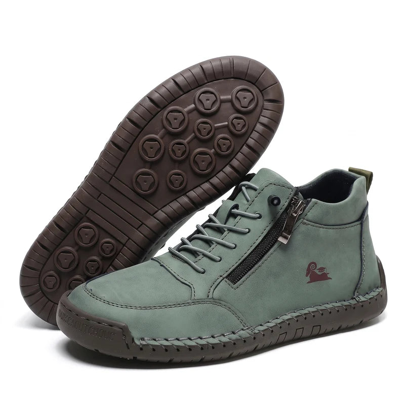 MayFit Zip comfortsneakers – Groen, zijaanzicht en zool