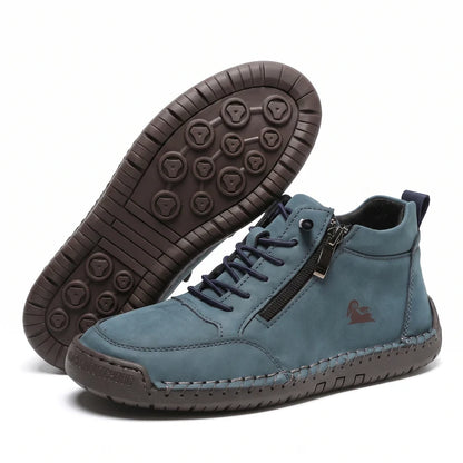 MayFit Zip comfortsneakers – Petrolblauw, zijaanzicht en zool