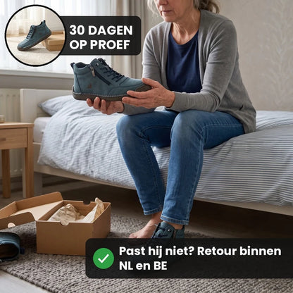 MayFit Zip comfortsneakers – Petrolblauw, lifestyle op straat