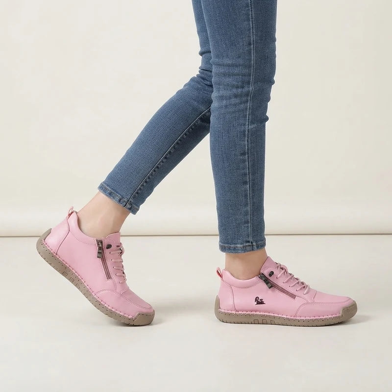 MayFit Zip comfortsneakers – Roze, gedragen door model