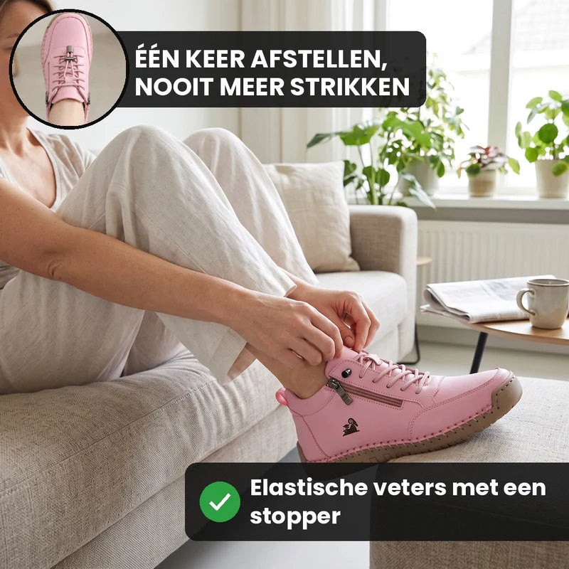 MayFit Zip comfortsneakers – Roze, lifestyle op straat