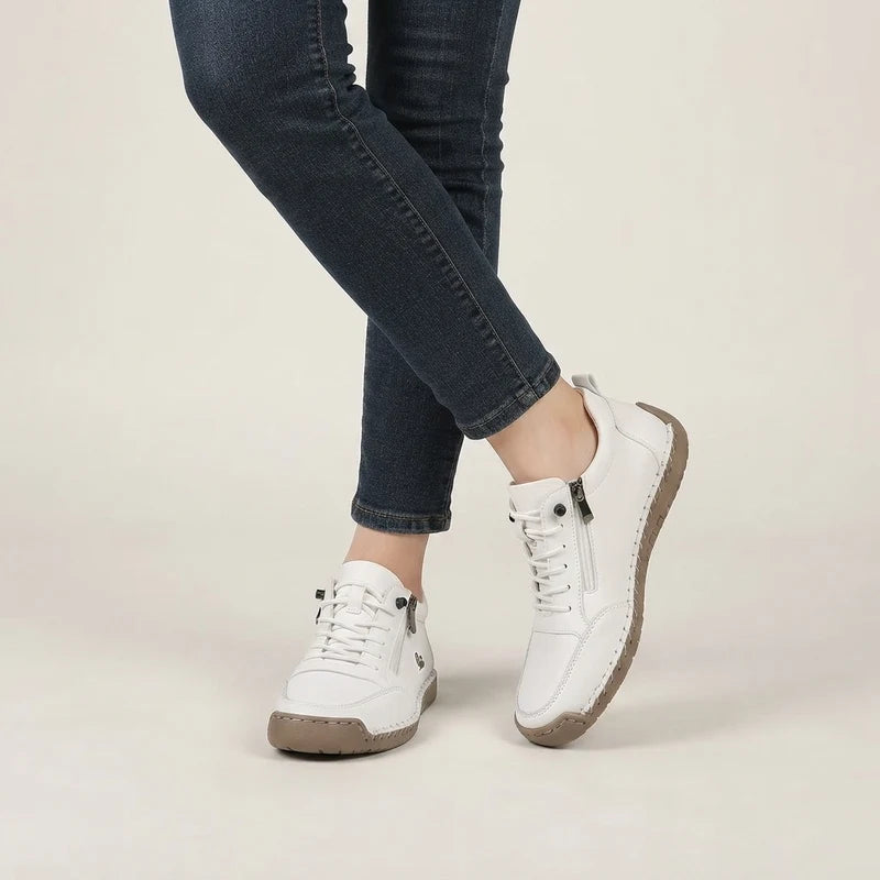 MayFit Zip comfortsneakers – Wit, gedragen door model