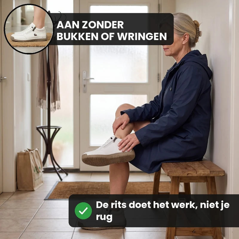 MayFit Zip comfortsneakers – Wit, lifestyle op straat