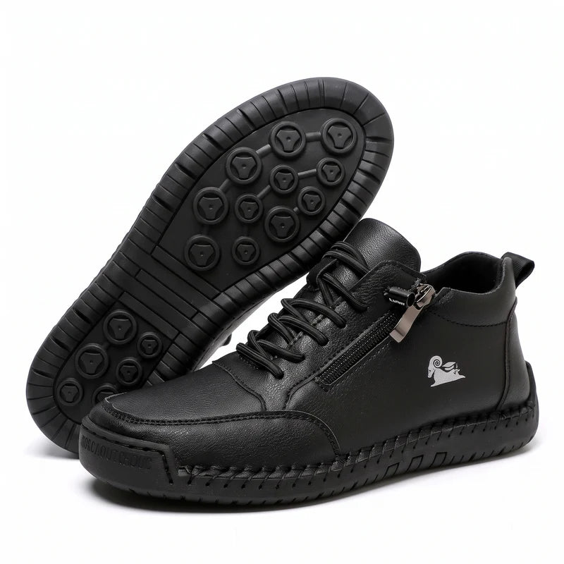 MayFit Zip comfortsneakers – Zwart, zijaanzicht en zool