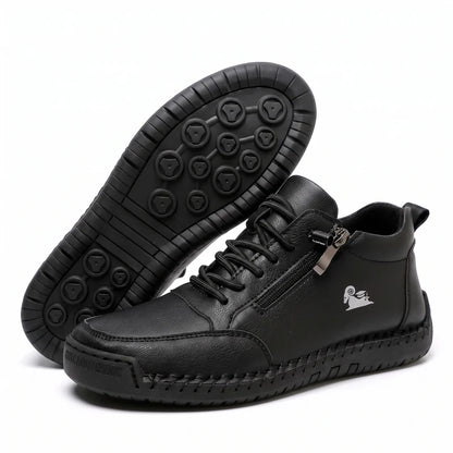 MayFit Zip comfortsneakers – Zwart, zijaanzicht en zool