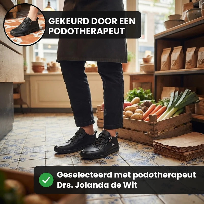 MayFit Zip comfortsneakers – Zwart, lifestyle op straat