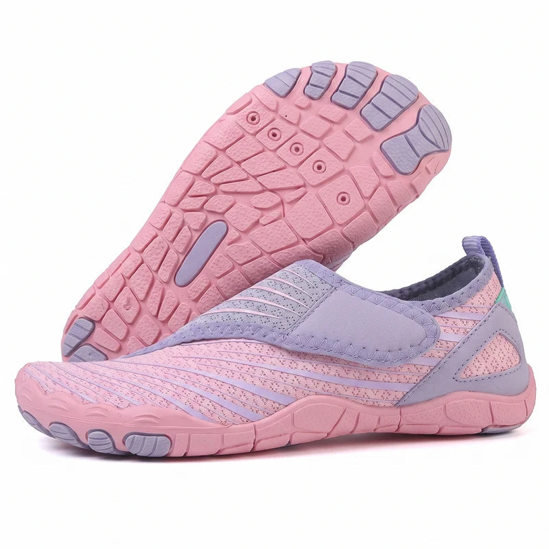Natueva lichte & flexibele barefoot schoenen – Roze, zijaanzicht en zool
