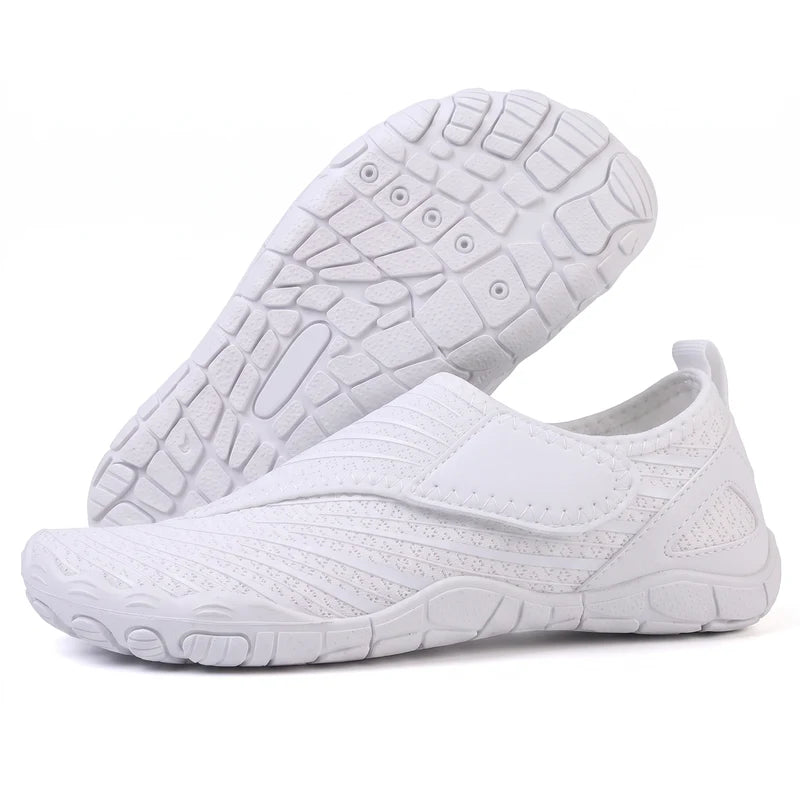 Natueva lichte & flexibele barefoot schoenen – Wit, zijaanzicht en zool