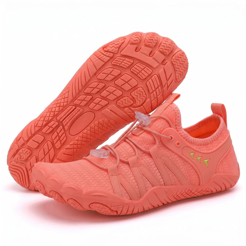 Natustep anatomische sneakers – Koraal, zijaanzicht en zool