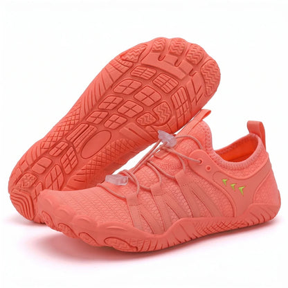 Natustep anatomische sneakers – Koraal, zijaanzicht en zool