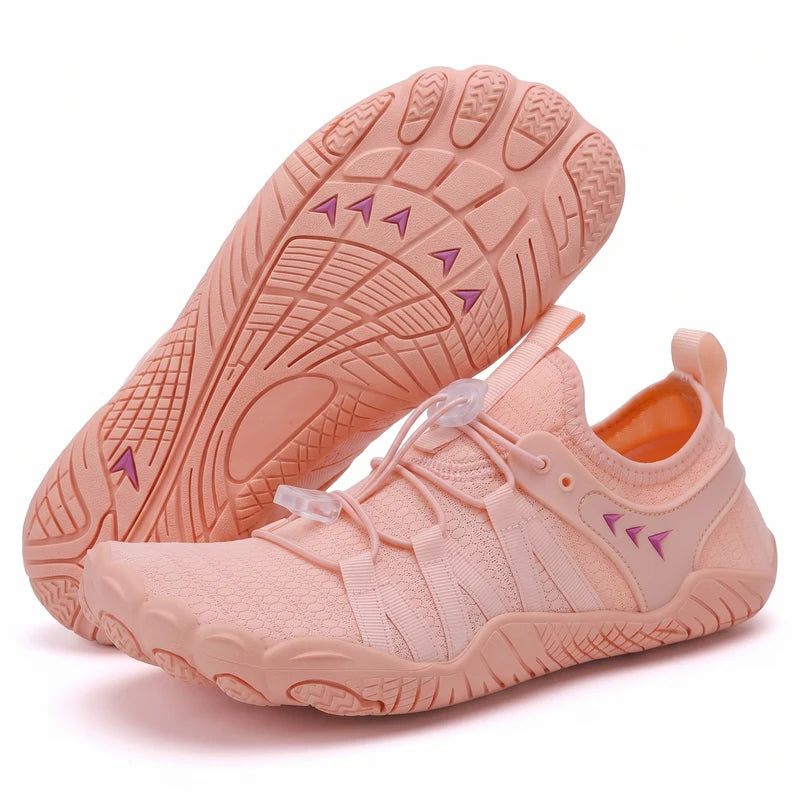 Natustep anatomische sneakers – Roze, zijaanzicht en zool