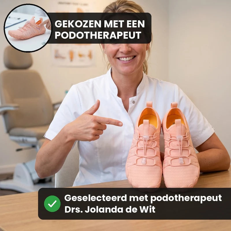 Natustep anatomische sneakers – Roze, lifestyle op straat
