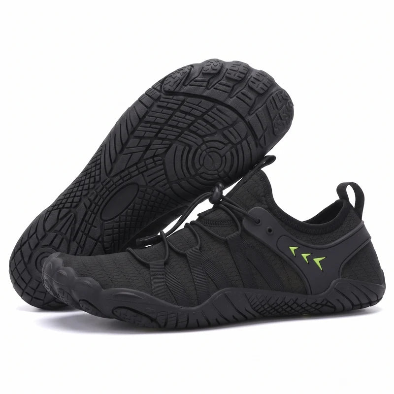 Natustep anatomische sneakers – Zwart, zijaanzicht en zool