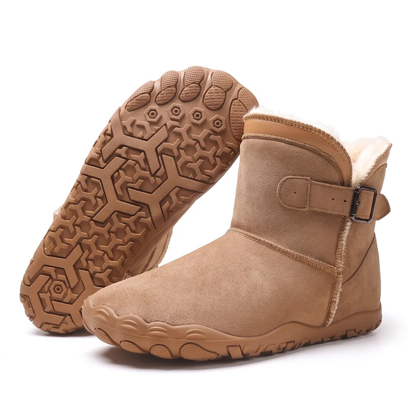 Nordeva waterafstotende snowboots – Camel, zijaanzicht en zool