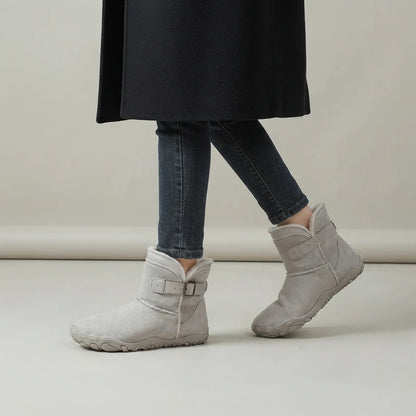 Nordeva waterafstotende snowboots – Lichtgrijs, gedragen door model
