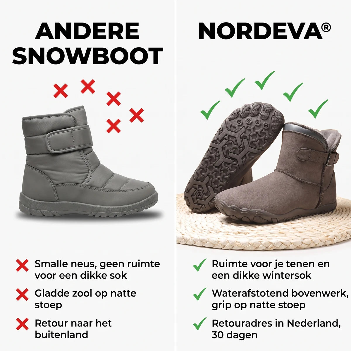 Nordeva snowboots dames – vergelijking met gewone schoenen