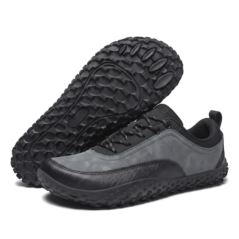 Nordevo waterafstotende schoenen – Grijs, zijaanzicht en zool